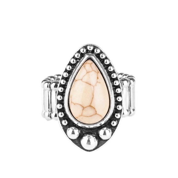 Rustic Brown Stone Silver Ring - Picture 1 of 2